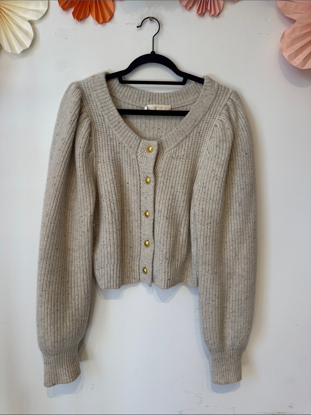 LOVESHACK fancy cropped cardigan cookies and cream Xlarge